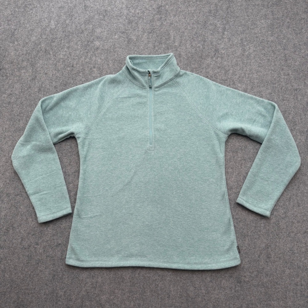 Eddie Bauer Womens Quarter Zip Fleece Pullover Heathered Green Size M